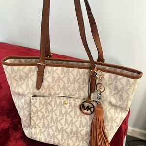 Michael Kors Cream and Brown Logo Tote with VGC